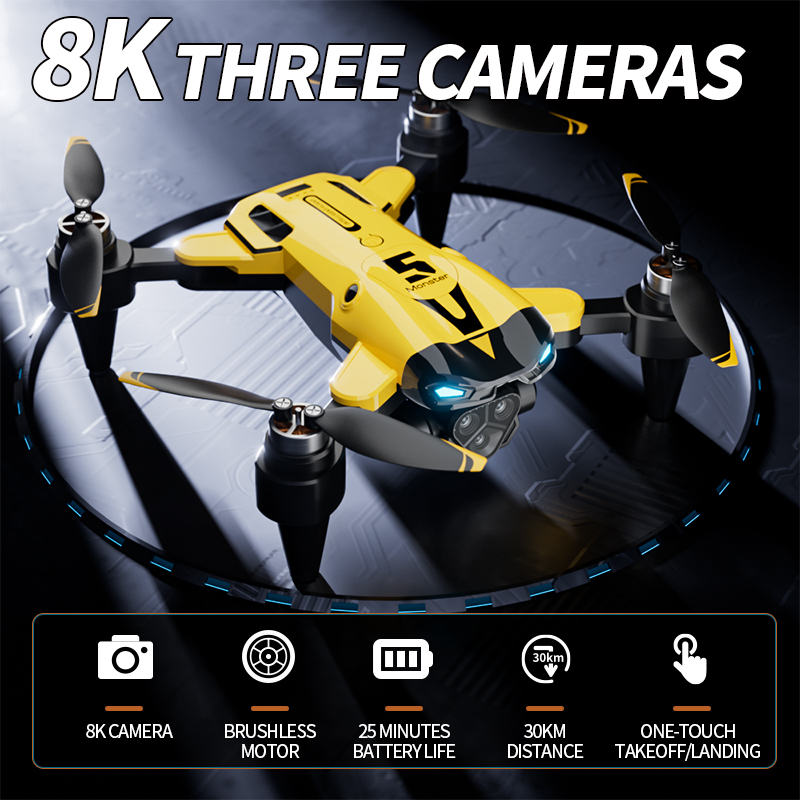 Drone Rc Folding - Brushless RC Drone 8K Triple Camera