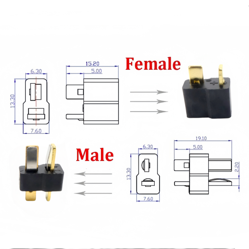 T Plug Male Female Connectors  - Drone Rc Not Connected บทวิจารณ์และราคา
