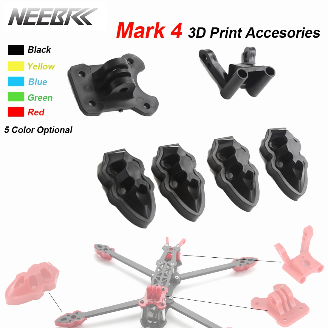 Neebrc RC Quadcopter FPV Drone - 3D Printed Drone Part บทวิจารณ์และราคา